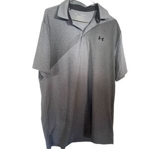 Under Armour Men's Gray One Button Short-Sleeve Polo Shirt Large